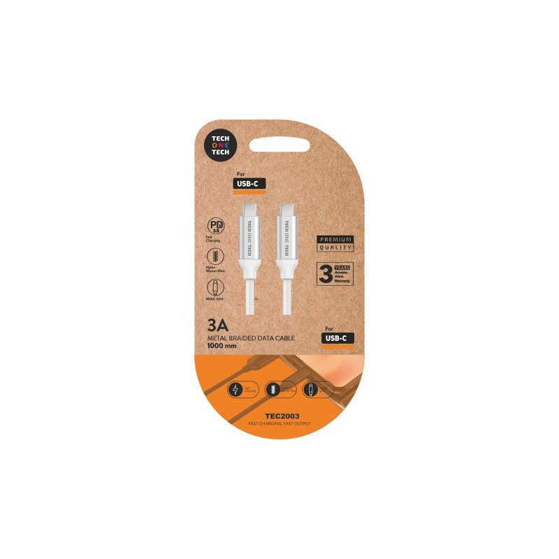 TECH1TECH Cable USB 2.0 Tech One Tech TEC2204  USB Tipo-C Macho