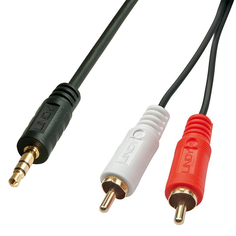 Lindy 35680 Cable de audio 1 m 3,5mm 2 x RCA - Negro