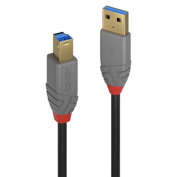 Lindy 36743 Cable USB 3 m USB 3.2 Gen 1 (3.1 Gen 1) USB A USB B - Negro, Gris