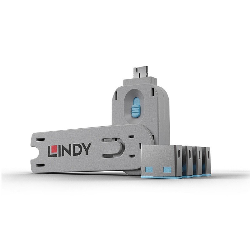Lindy 40452 Bloqueador de puerto + clave USB tipo A Azul Acrilonitrilo butadieno estireno (ABS) - 5 