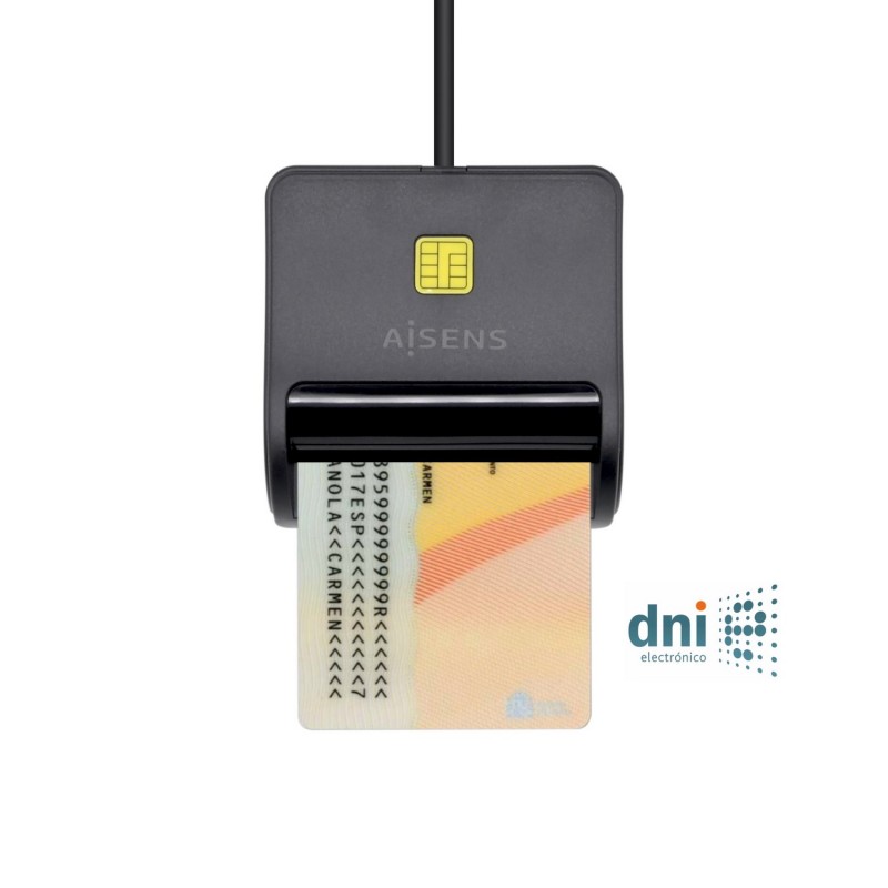 AISENS Lector de Tarjeta Inteligente DNI - Negro ASCR-SN01-BK