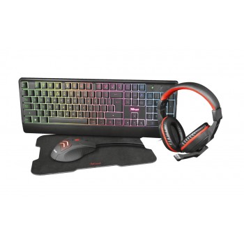 Pack Gaming 4 en 1 Trust Ziva  Teclado + Ratón + Auriculares - Negro 24235