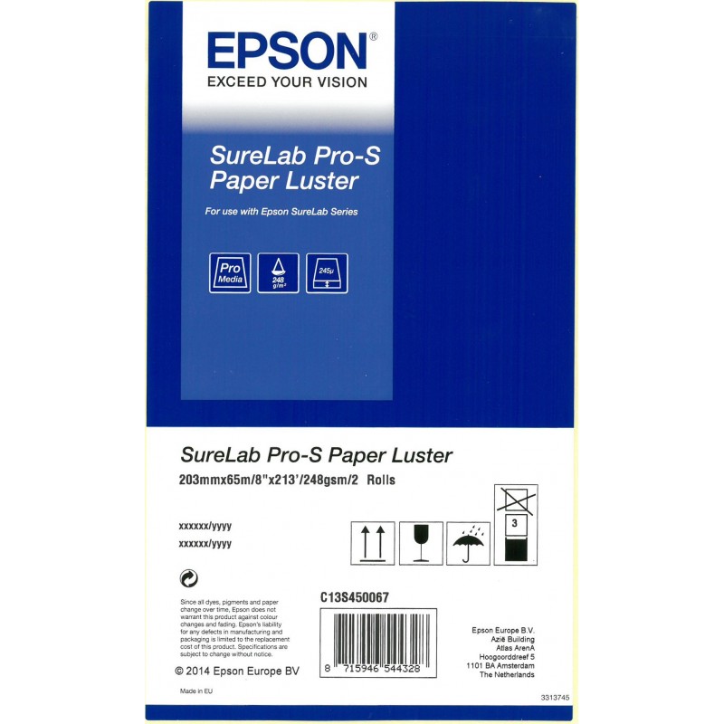 Papel Epson SureLab Pro-S Luster 65 m x 8" 203 mm C13S450067BP