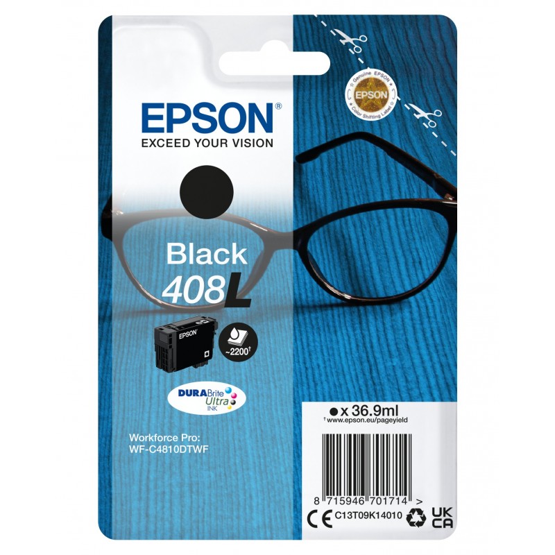 Epson Singlepack Black 408L DURABrite Ultra Ink Original Negro Para WorkForce Pro WF-C4810DTWF C13T09K14010