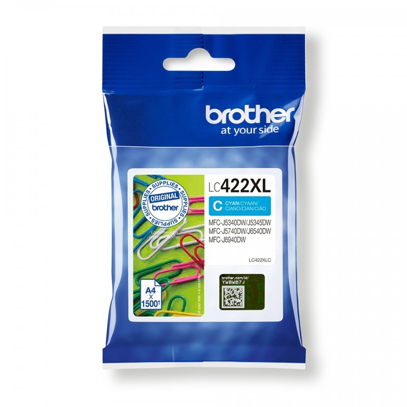 Brother LC-422XLC  - Cartucho de tinta de color  Color cian (azul) Capacidad 1.500 páginas   LC422XLC