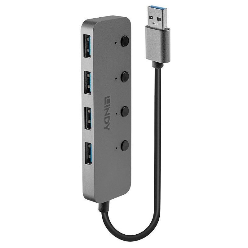 Lindy 43309 hub de interfaz USB 3.2 Gen 1 (3.1 Gen 1) Type-A 5 Mbit s Gris