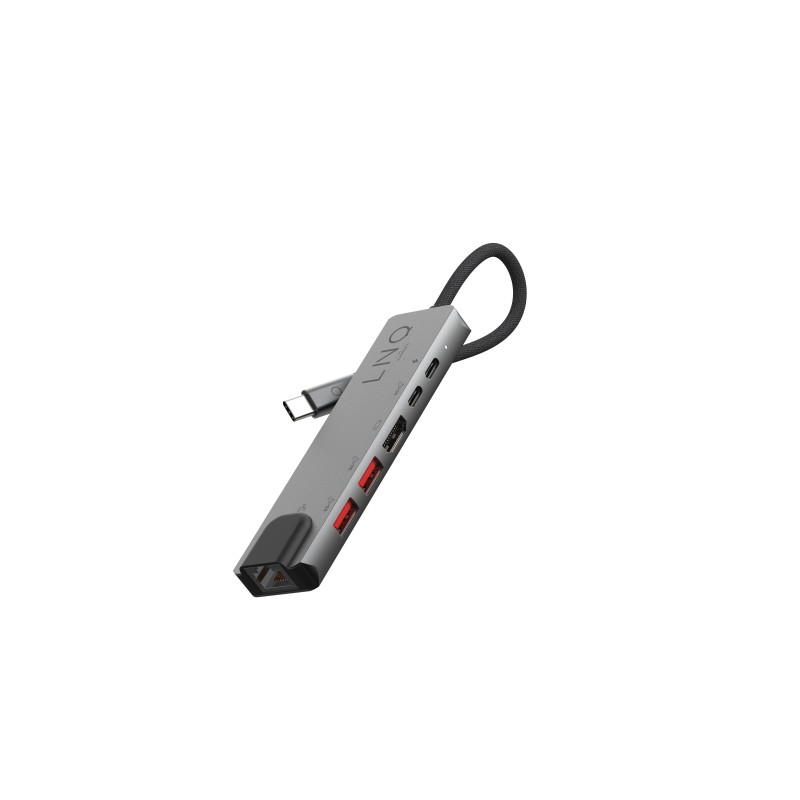 LINQ byELEMENTS LQ48015 hub de interfaz USB 3.2 Gen 2 (3.1 Gen 2) Type-C 10000 Mbit s Negro, Gris