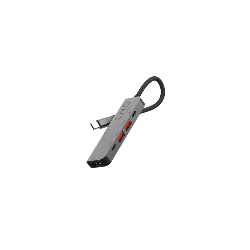 LINQ byELEMENTS LQ48014 hub de interfaz USB 3.2 Gen 2 (3.1 Gen 2) Type-C 10000 Mbit s Negro, Gris