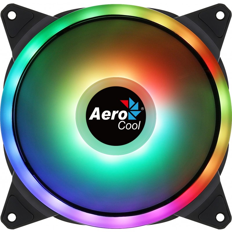 Aerocool DUO14 Ventilador PC 14cm ARGB LED Dual Ring Antivibración 6 Pines Negro