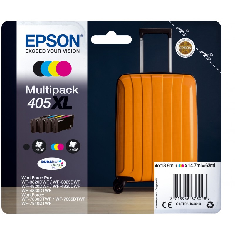 Epson Multipack 4-colours 405XL DURABrite Ultra Ink Original Negro, Cian, Magenta, Amarillo Para Wor C13T05H64020