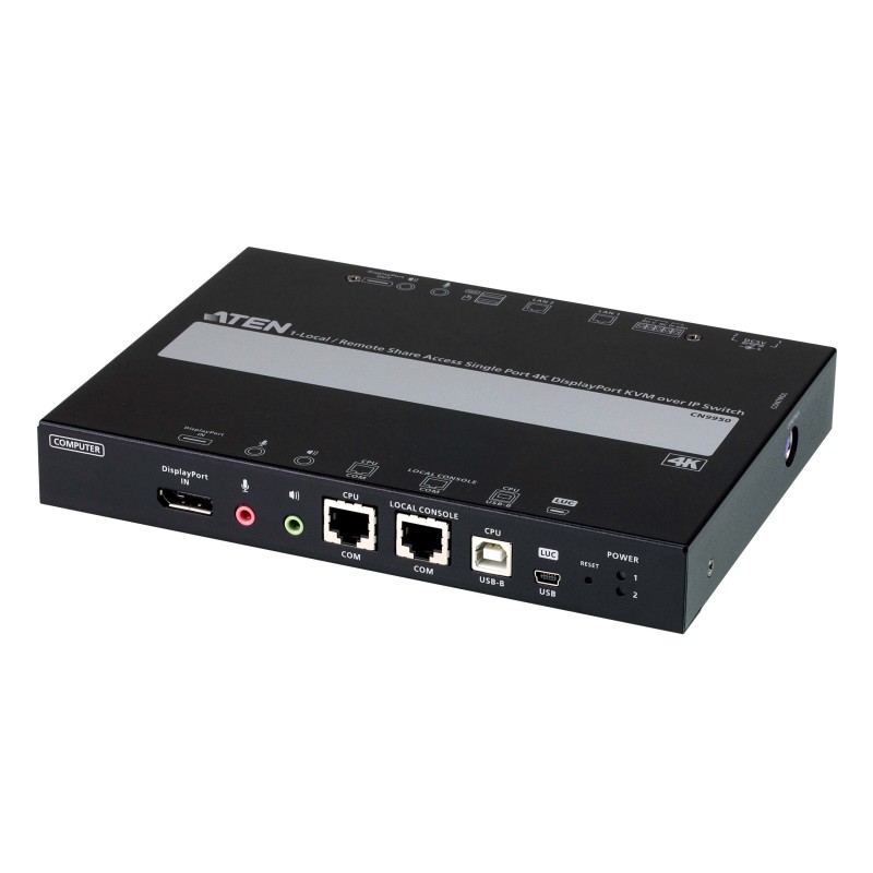 ATEN 1 switch KVM a través de IP DisplayPort 4K de un solo puerto para acceso a recurso compartido l CN9950-AT-G