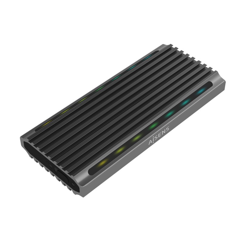 AISENS Caja Externa M.2 RGB Gaming ASM2-RGB011GR SATA NVMe A USB3.1 Gen2, Gris