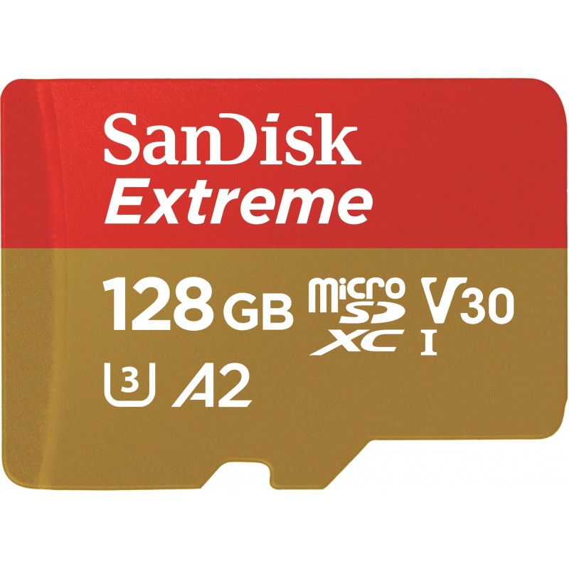 SanDisk Extreme 128GB MicroSDXC Class 3 (U3) -  SDSQXAA-128G-GN6AA