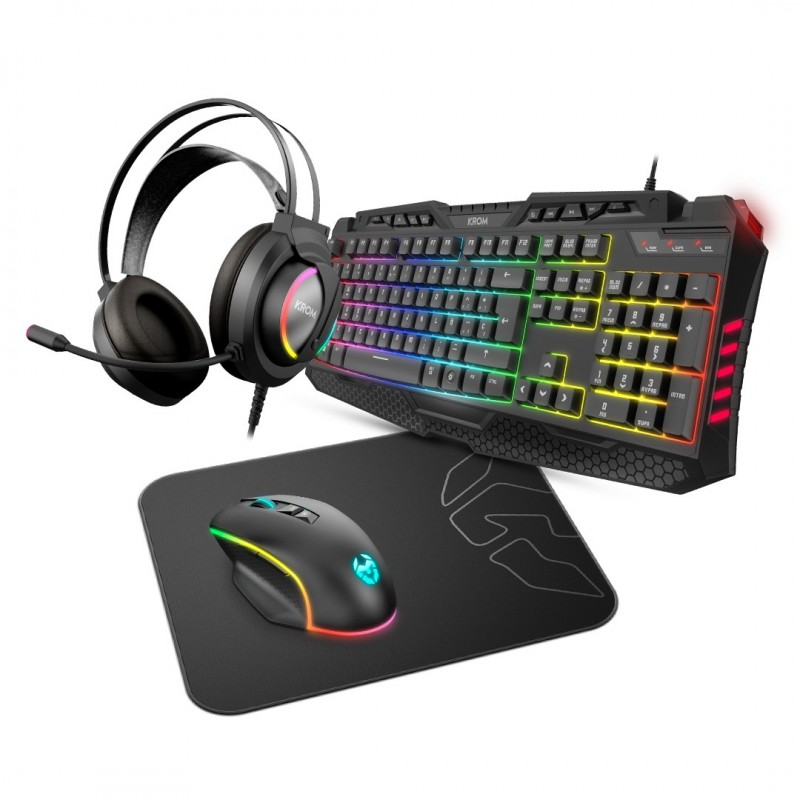 Krom Kritic teclado Ratón incluido USB QWERTY Negro NXKROMKRITICSP