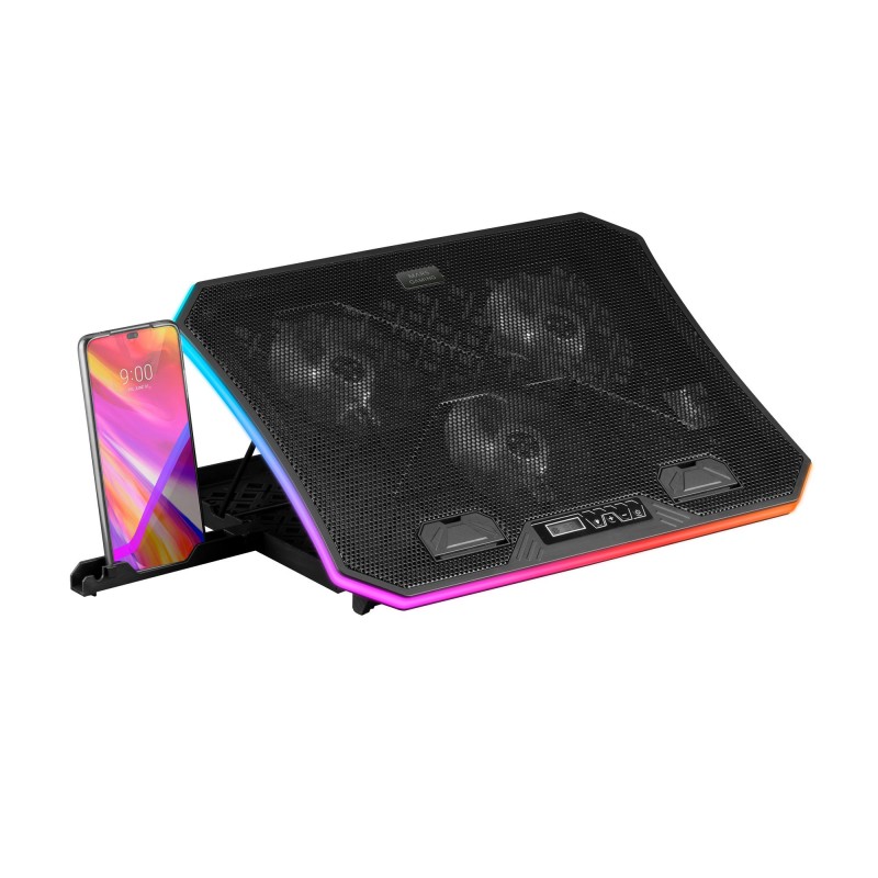 Mars Gaming MNBC6, Base Refrigeradora + Stand XL 19 ARGB, 3 Ventiladores, Soporte Móvil