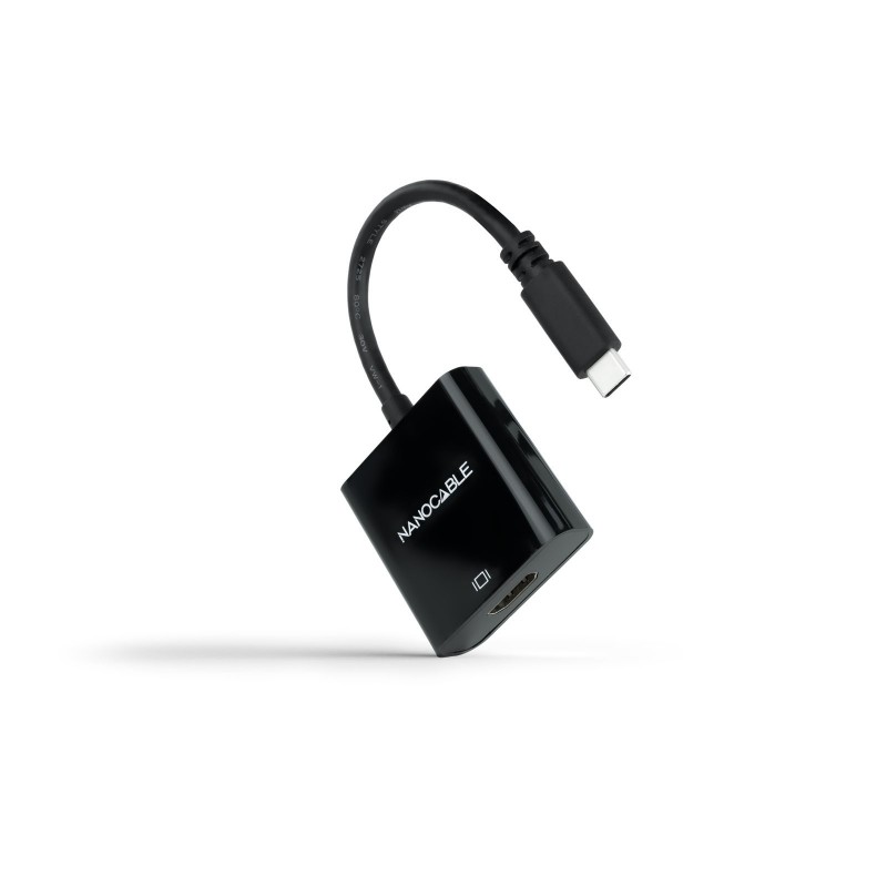 Nanocable Conversor USB-C a HDMI 4K, USB-C M-HDMI H, Negro, 15 cm 10.16.4102-BK