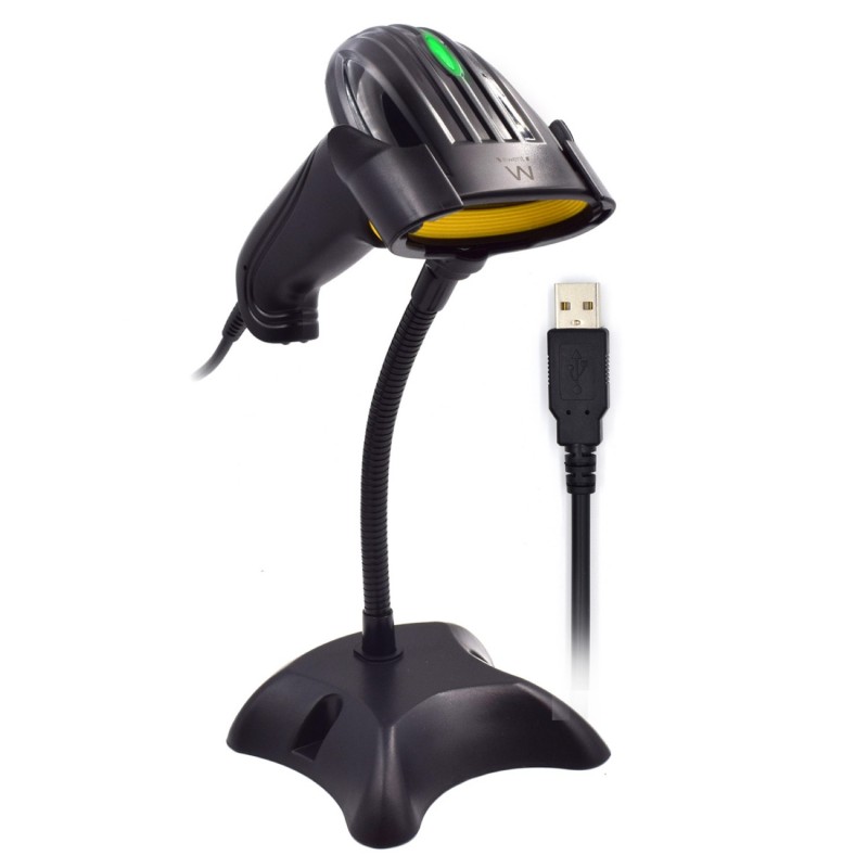 Ewent EW3410 lector de código de barras Lector de códigos de barras portátil 1D 2D LED Negro