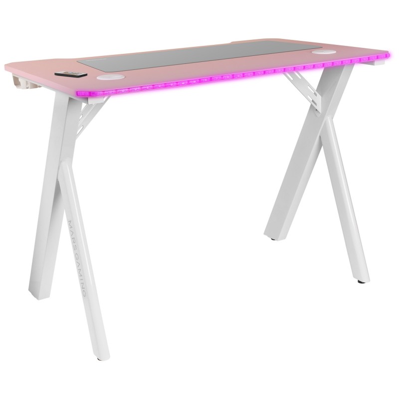 Mars Gaming MGD100RGB Mesa Gaming RGB Alfombrilla XXL Soporte Cascos + Botella 100x60cm Rosa MGD100RGBP
