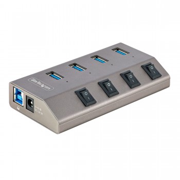 StarTech.com Hub USB-C Autoalimentado de 4 puertos con Interruptores Individuales - Concentrador USB 5G4AIBS-USB-HUB-EU