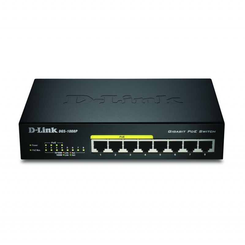 D-Link DGS-1008P E switch No administrado L2 Energía sobre Ethernet (PoE) Negro
