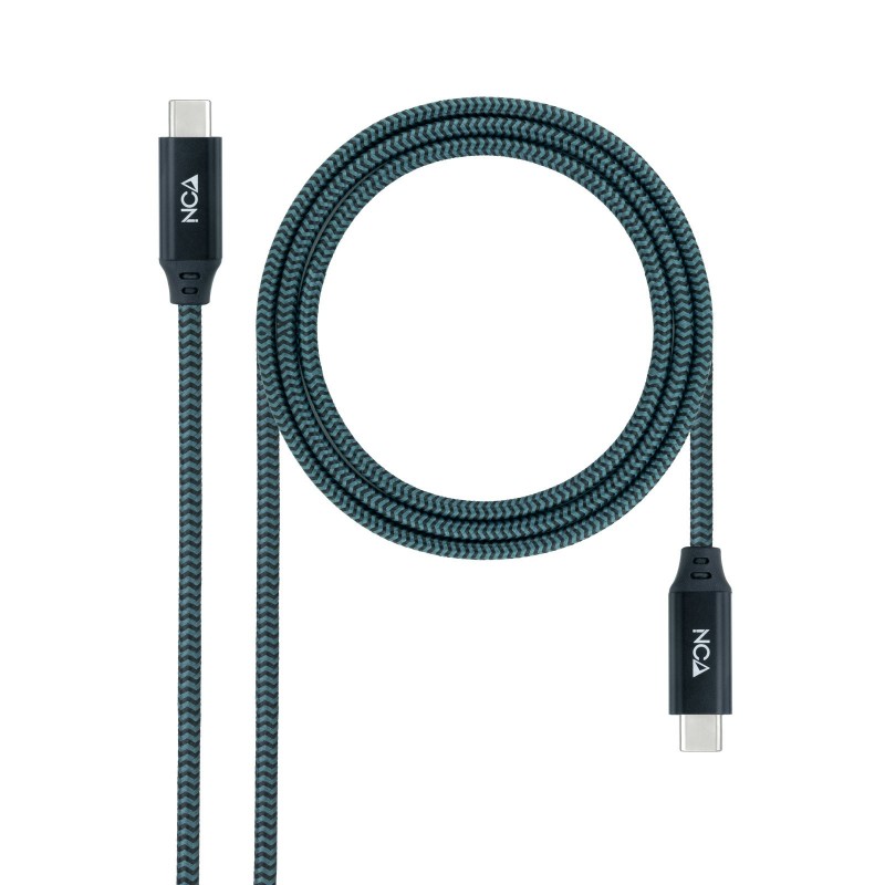 Nanocable Cable USB 3.2 Gen2x2 20Gbps 5A 100W 4K 60Hz USB-C M-USB-C M, Gris Negro, 1 m 10.01.4301-COMB