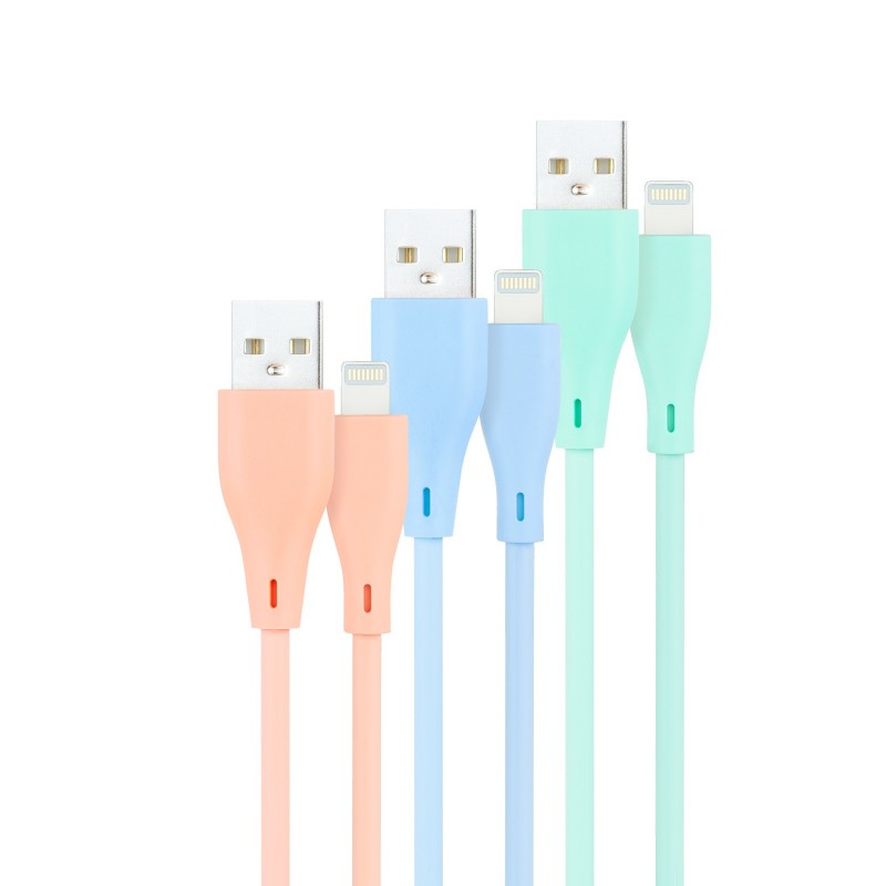 Nanocable 3 Cables Lightning a USB 2.0, Lightning M-USB A M, Rosa, Azul y Verde, 1 m 10.10.0401-A1