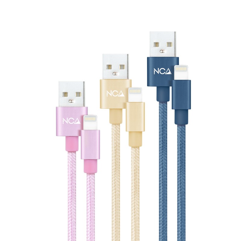 Nanocable 3 Cables Lightning a USB 2.0, Lightning M-USB A M, Rosa, Dorado y Azul Pacífico, 1 m 10.10.0401-CO2