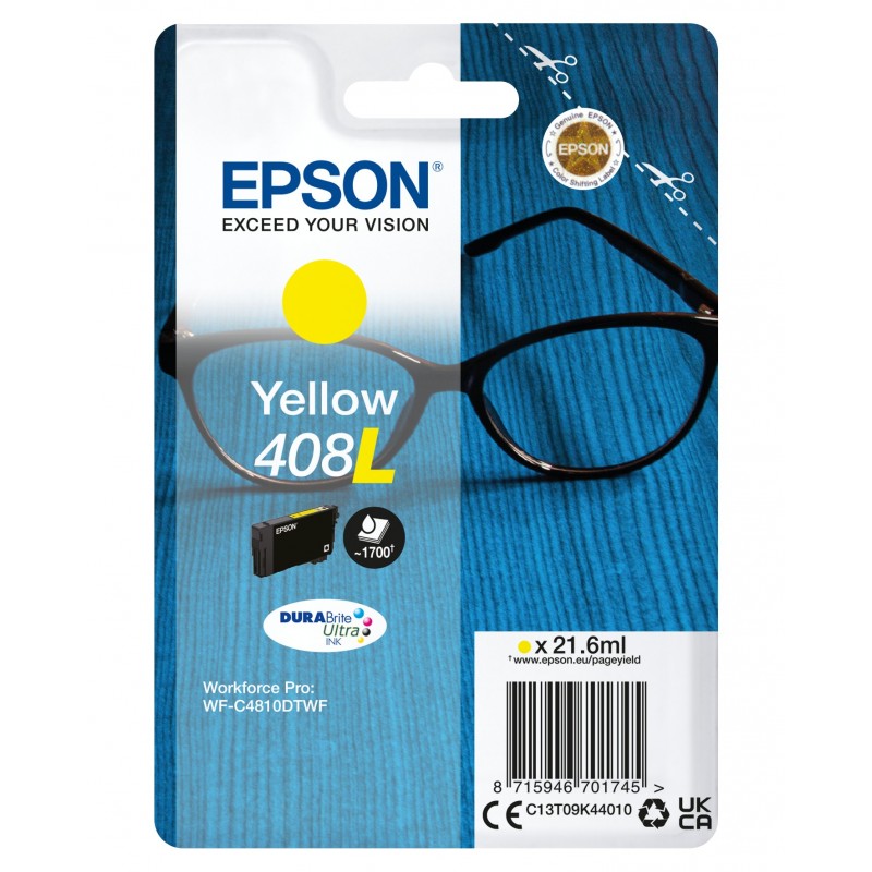 Epson Singlepack Yellow 408L DURABrite Ultra Ink Original Amarillo Para WorkForce Pro WF-C4810DTWF C13T09K44010