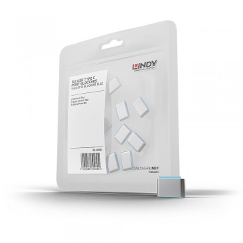 Lindy 40466 bloqueador de puerto USB Tipo C Azul Acrilonitrilo butadieno estireno (ABS) 10 pieza(s)