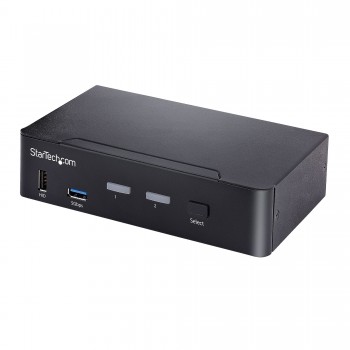 StarTech.com Switch Conmutador KVM USB C Tipo C, KVM de 2 puertos DisplayPort con Vídeo UHD HDR de 4 SV231DPUCA