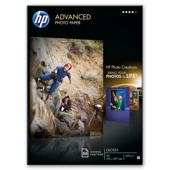 HP Advanced Glossy Photo Paper - Papel de fotografía satinado - A4 (210 x 297 mm) - 50 hoja(s) Q8698A