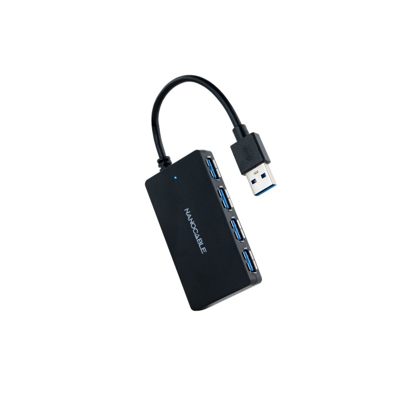 Nanocable Hub USB 3.0 con 4 Puertos de USB 3.0, USB-A M-USB 3.0 H, Negro, 15 cm 10.16.4403