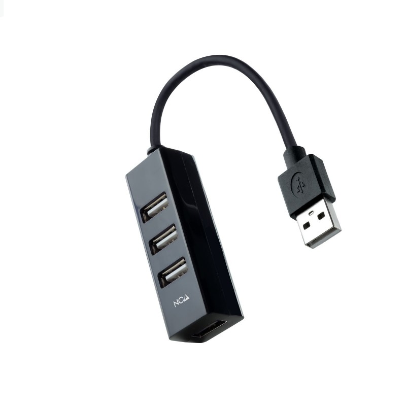 Nanocable Hub USB 2.0 con 4 Puertos de USB 2.0, USB-A M-USB 2.0 H, Negro, 15 cm 10.16.4404