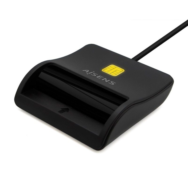 AISENS Lector De Tarjeta Inteligente DNI, USB-C, Negro ASCR-SN03C-BK