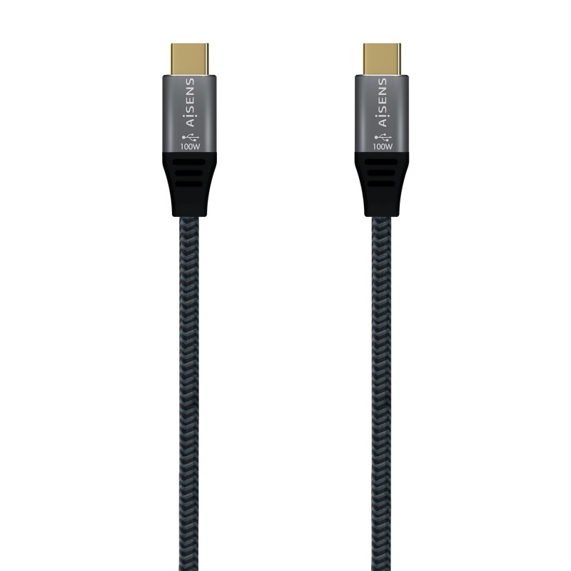 AISENS Cable USB 2.0 Aluminio 5A 100W E-Mark, USB-C M-USB-C M, Gris, 1.0M A107-0628