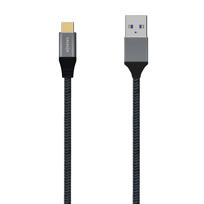 AISENS Cable USB 3.1 Gen2 Aluminio 10Gbps 3A, Tipo USB-C M-A M, Gris, 1.0M A107-0631