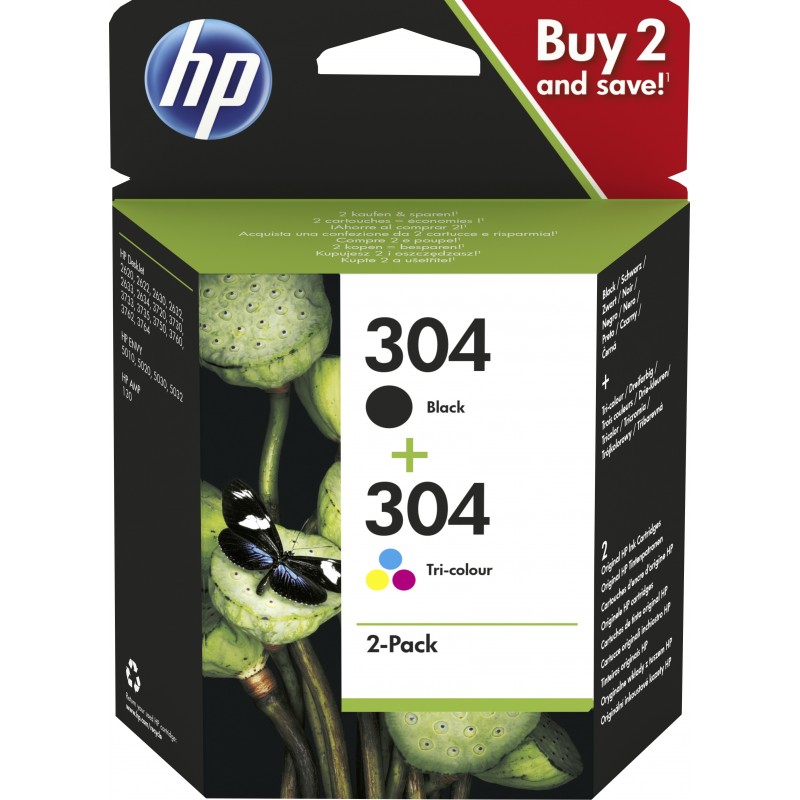 PACK 4 TINTAS CMYK HP 304 BLISTER 3JB05AE301