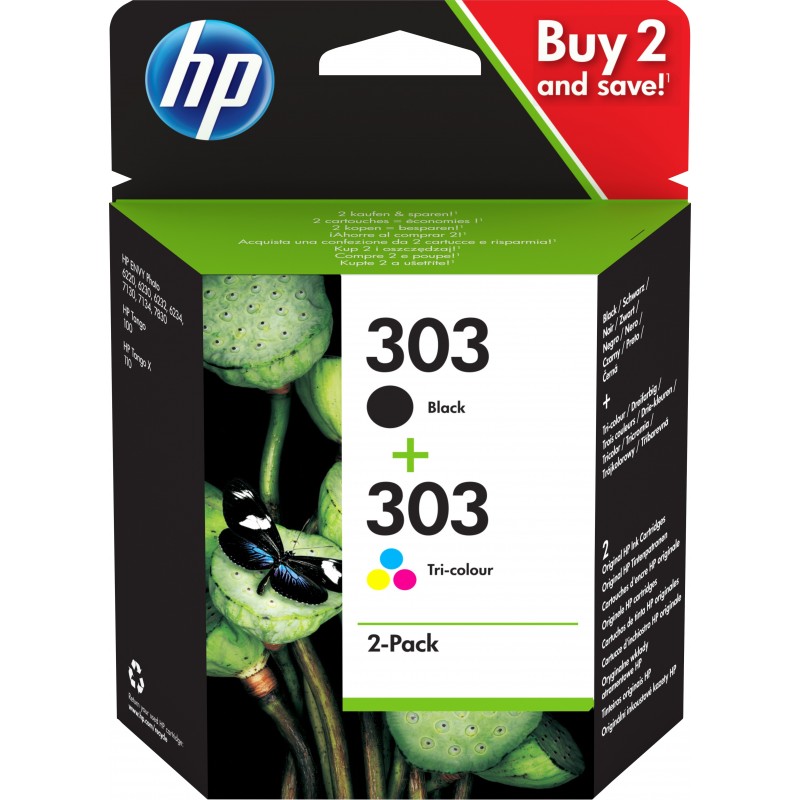 COMBO 2 PACK TINTA HP 303 BLISTER 3YM92AE301