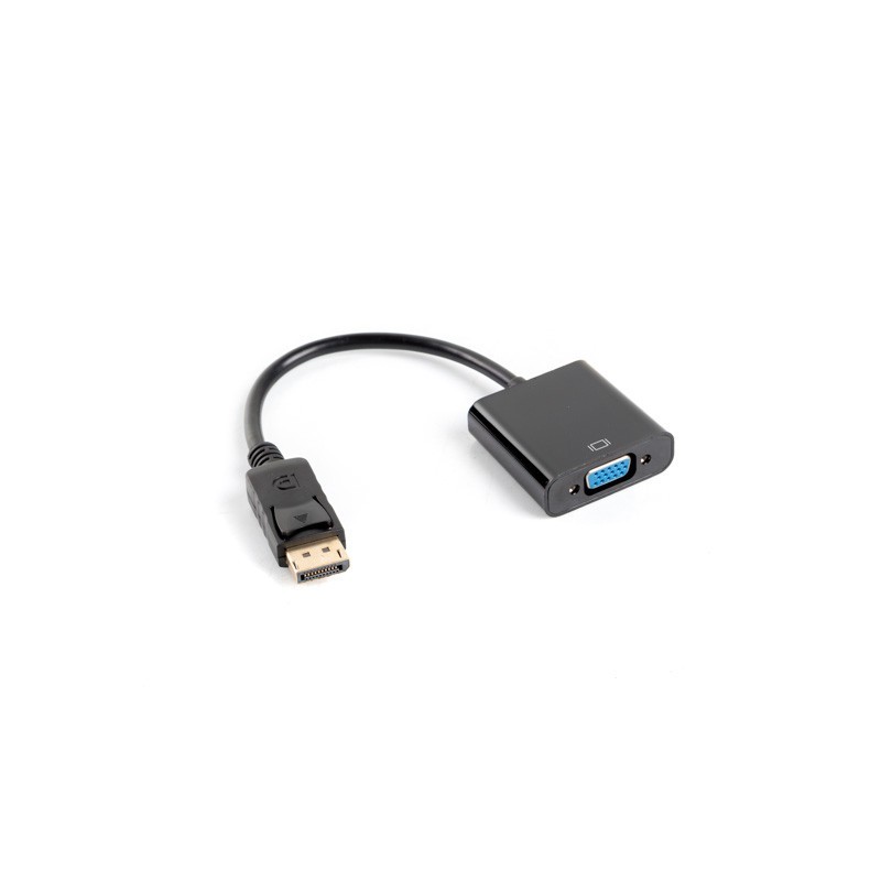 ADAPTADOR DISPLAYPORT A VGA LANBERG AD-0002-BK - RESOLUCIÓN HASTA 1080P 60HZ - CABLE 20 CM - NEGRO