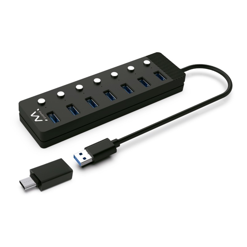 Ewent EW1147 hub de interfaz USB 3.2 Gen 1 (3.1 Gen 1) Type-A 5000 Mbit s Negro