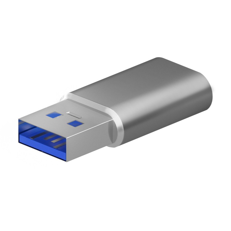 AISENS Mini Adaptador USB 3.2 Gen2   USB 2.0 3A, Tipo USB-C H-A M, Gris A108-0677