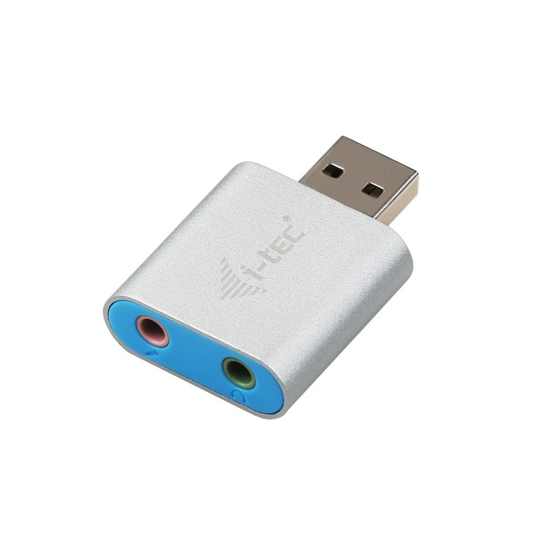 i-tec Metal USB 2.0 Metal Mini, USB 2.0, 2 x 3.5mm, Macho Hembra, 0,16 m, Azul, Plata U2AMETAL
