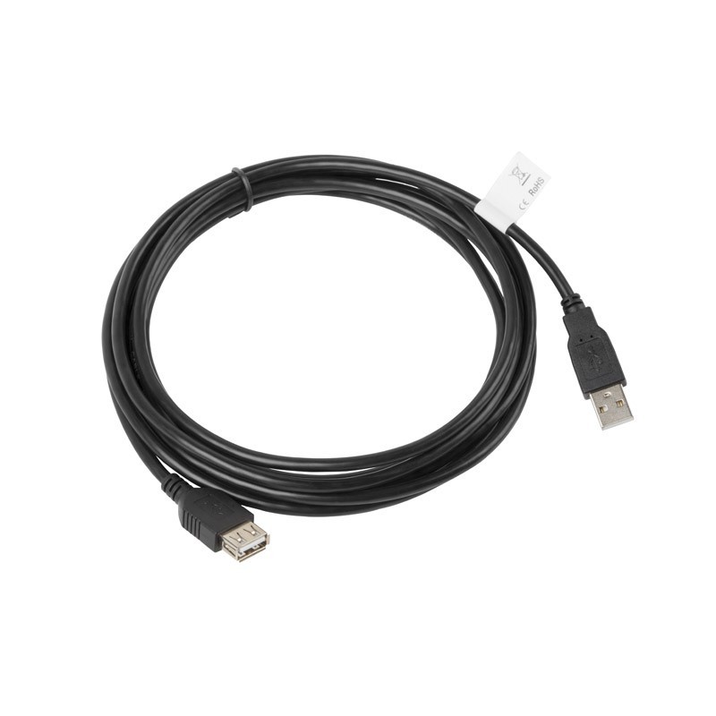 CABLE ALARGADOR USB LANBERG CA-USBE-10CC-0030-BK - CONECTORES A-MACHO A-HEMBRA - NEGRO - 3 METROS