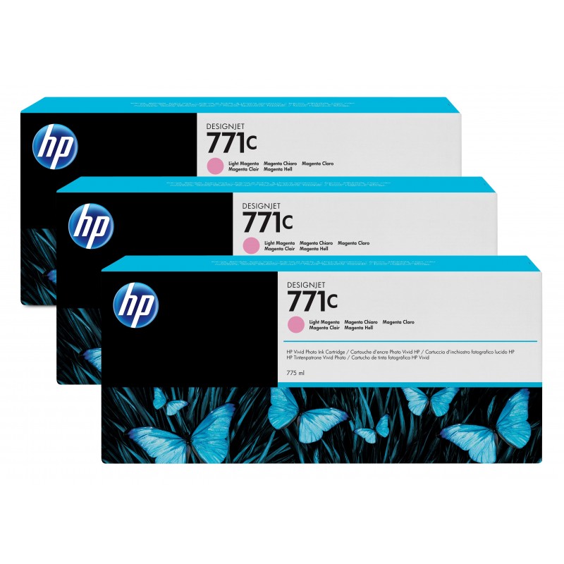 HP 771C - Paquete de 3 - magenta claro - original - cartucho de tinta - para DesignJet Z6200 B6Y35A