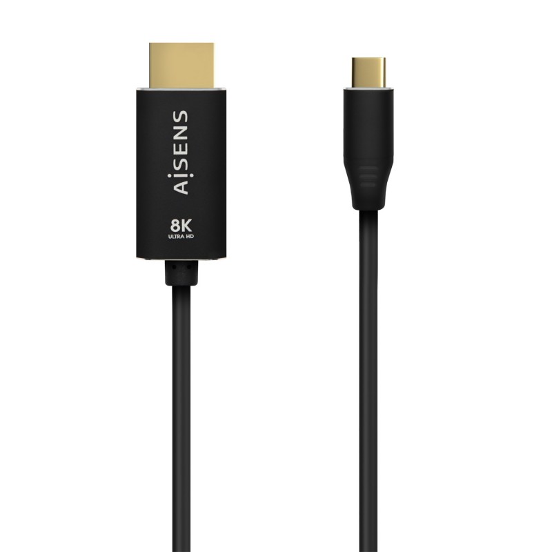 AISENS Cable Conversor Aluminio USB-C A HDMI 2.1 8k@60Hz, USB-C M-HDMI M, Negro, 2.0m A109-0712