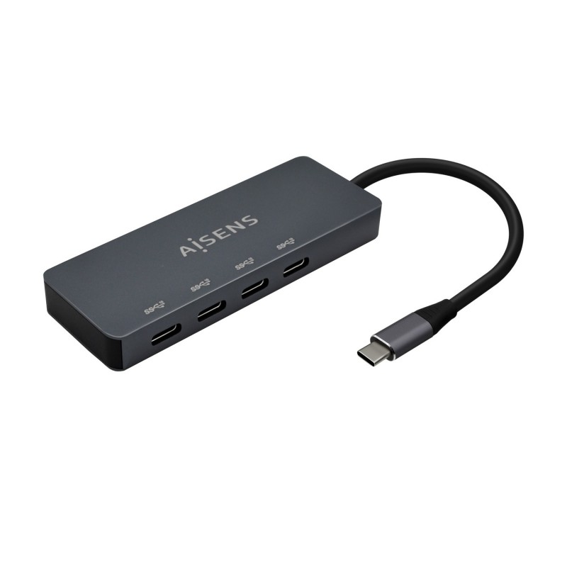 AISENS Hub USB3.2 Gen1 5G USB-C, USB-C M-4xUSB-C H, Gris, 15cm A109-0745