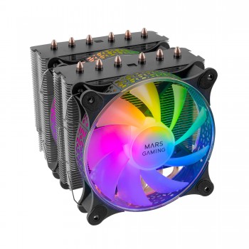 Mars Gaming MCPU-XT Negro Disipador CPU Doble Torre Refrigeración 6 Heatpipes HCT TDP 300W 2 Ventila MCPUXT