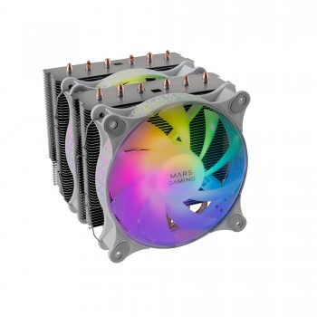 Mars Gaming MCPU-XT Blanco Disipador CPU Doble Torre Refrigeración 6 Heatpipes HCT TDP 300W 2 Ventil MCPUXTW