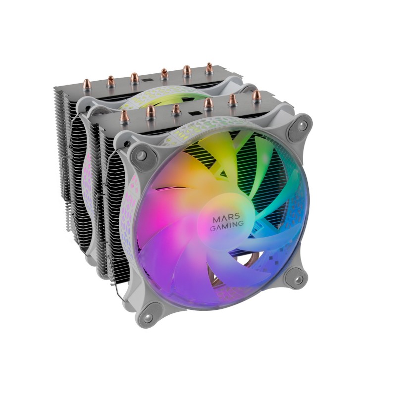 Mars Gaming MCPU-XT Blanco Disipador CPU Doble Torre Refrigeración 6 Heatpipes HCT TDP 300W 2 Ventil MCPUXTW