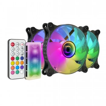 Mars Gaming MF-3DKIT Negro Kit 3 Ventiladores ARGB 360° 12cm Espejo Infinito 3D Sistema Anti-vibraci